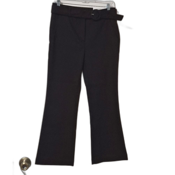 LOFT Belted The Sutton Kick Crop Pants Black Womens Size 4 Petite NWT - Picture 1 of 8